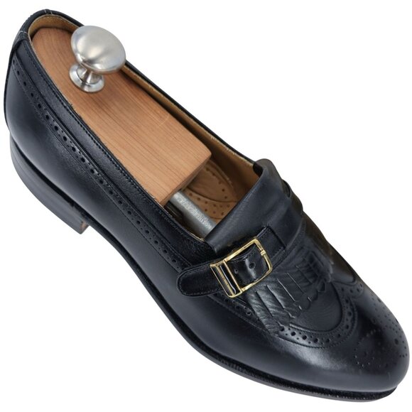 New Vintage Johnston & Murphy Aristocraft Black Leather Monk Dress Loafers 8.5D main image 14